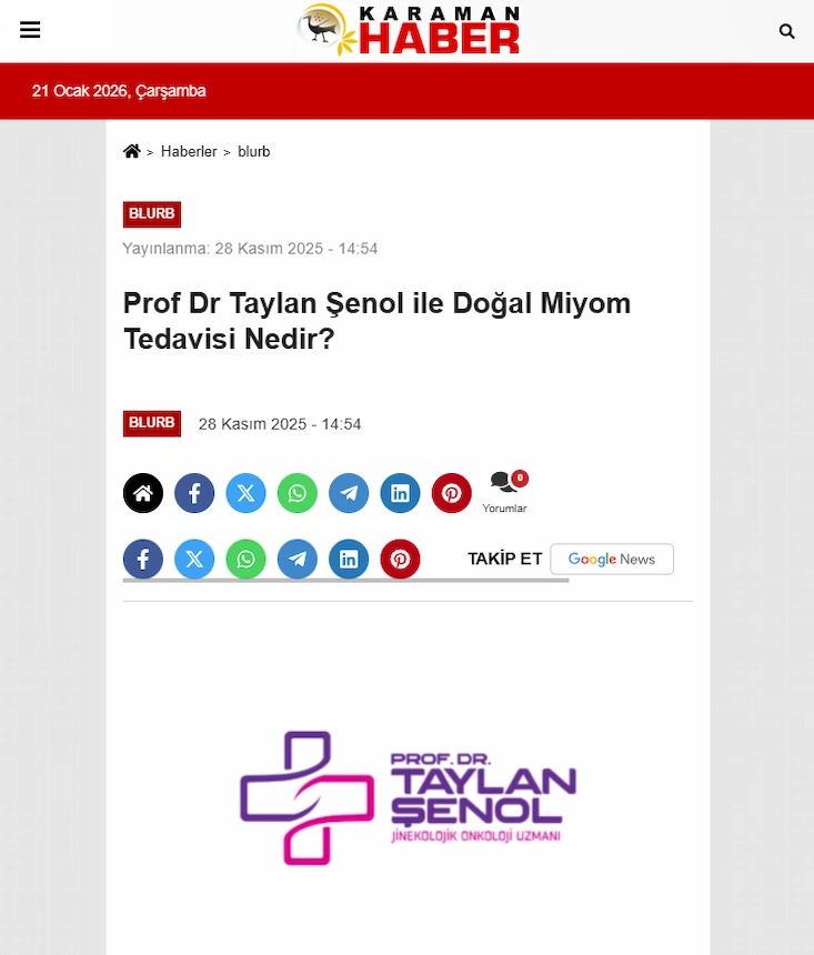 Prof. Dr. Taylan Şenol Karaman Haber haberi